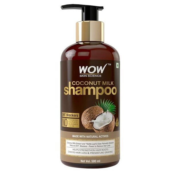 WOW Skin Science Coconut Milk No Parabens, Sulphate, Silicone, Salt & Color Shampoo, 500mL